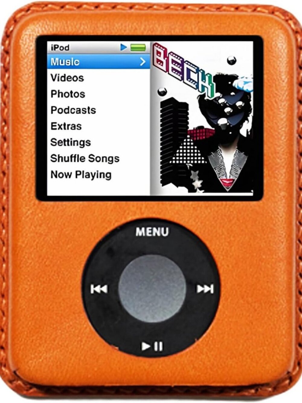 Stylish Handmade Leather Case for iPod Nano 3rd Gen - Vibrant Orange Color